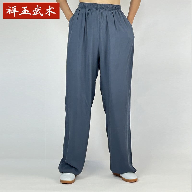 Pantaloni Tai Chi pentru femei și bărbați, material vară coton-satén, pentru exerciții matinale, spectacole și antrenament de arte marțiale, purtare acasă, stil lantern