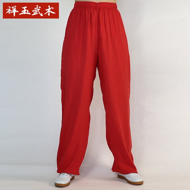 Pantaloni Tai Chi pentru femei și bărbați, material vară coton-satén, pentru exerciții matinale, spectacole și antrenament de arte marțiale, purtare acasă, stil lantern