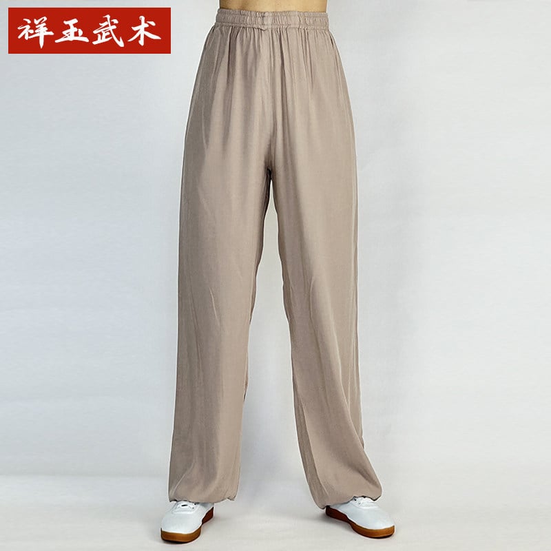 Pantaloni Tai Chi pentru femei și bărbați, material vară coton-satén, pentru exerciții matinale, spectacole și antrenament de arte marțiale, purtare acasă, stil lantern