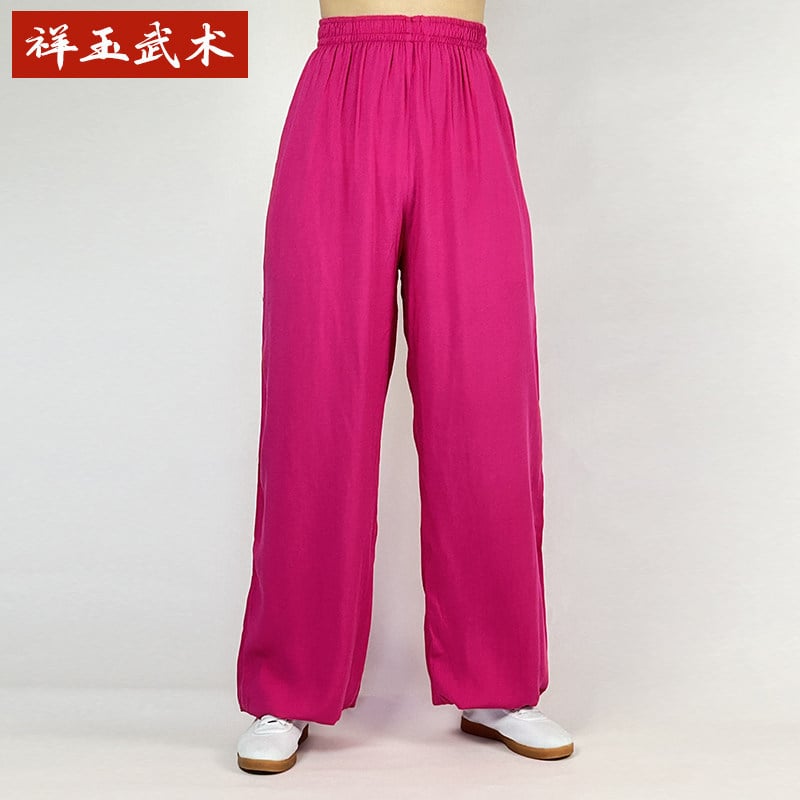 Pantaloni Tai Chi pentru femei și bărbați, material vară coton-satén, pentru exerciții matinale, spectacole și antrenament de arte marțiale, purtare acasă, stil lantern