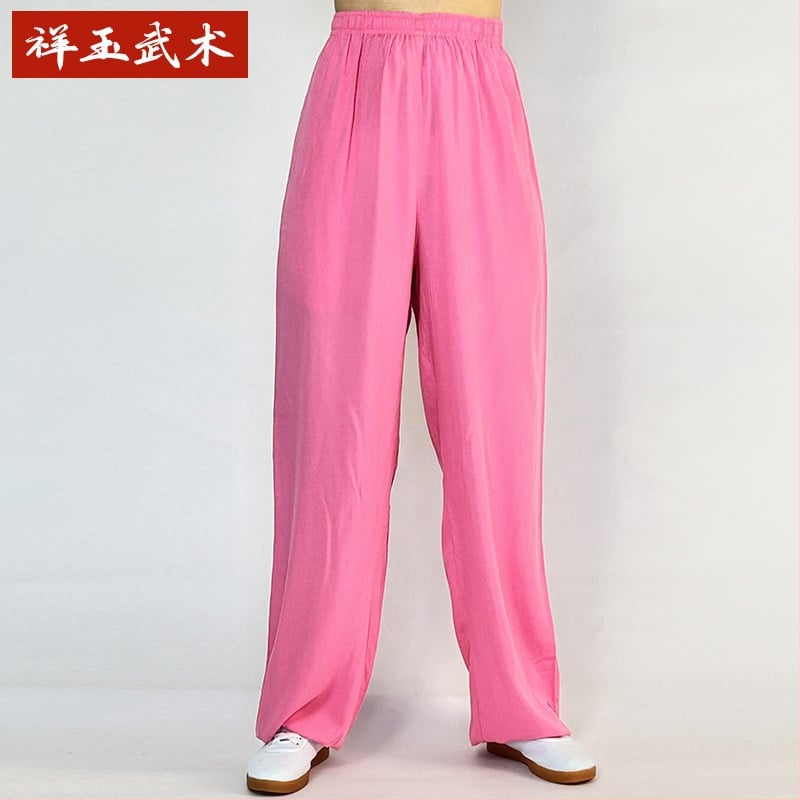 Pantaloni Tai Chi pentru femei și bărbați, material vară coton-satén, pentru exerciții matinale, spectacole și antrenament de arte marțiale, purtare acasă, stil lantern