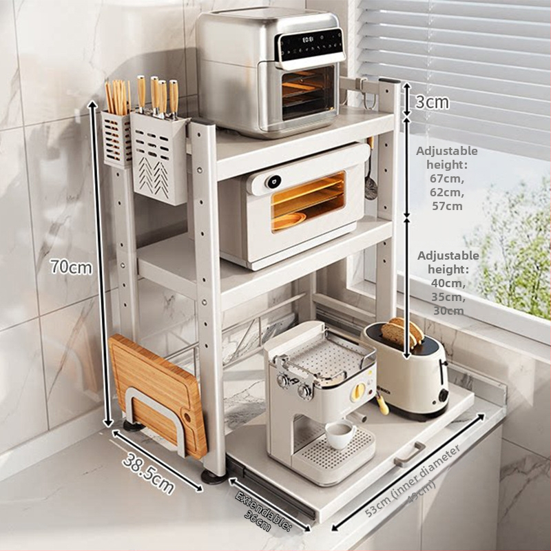 Výsuvný stojan na mikrovlnnú rúru a spotrebiče na kuchynskú linku, multifunkčný stojan