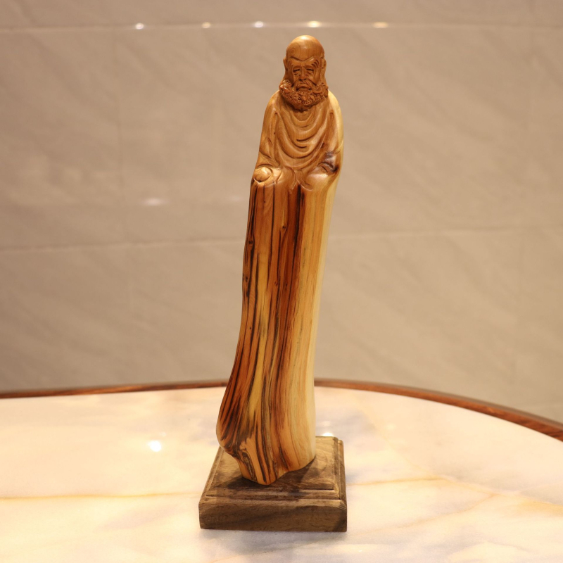 Thuja korijenova rezba s Bodhidharmom i Maitreya Budom, prirodna slobodna forma drvena dekoracija