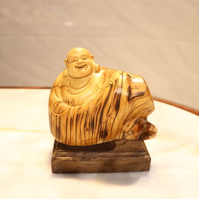 Thuja korijenova rezba s Bodhidharmom i Maitreya Budom, prirodna slobodna forma drvena dekoracija