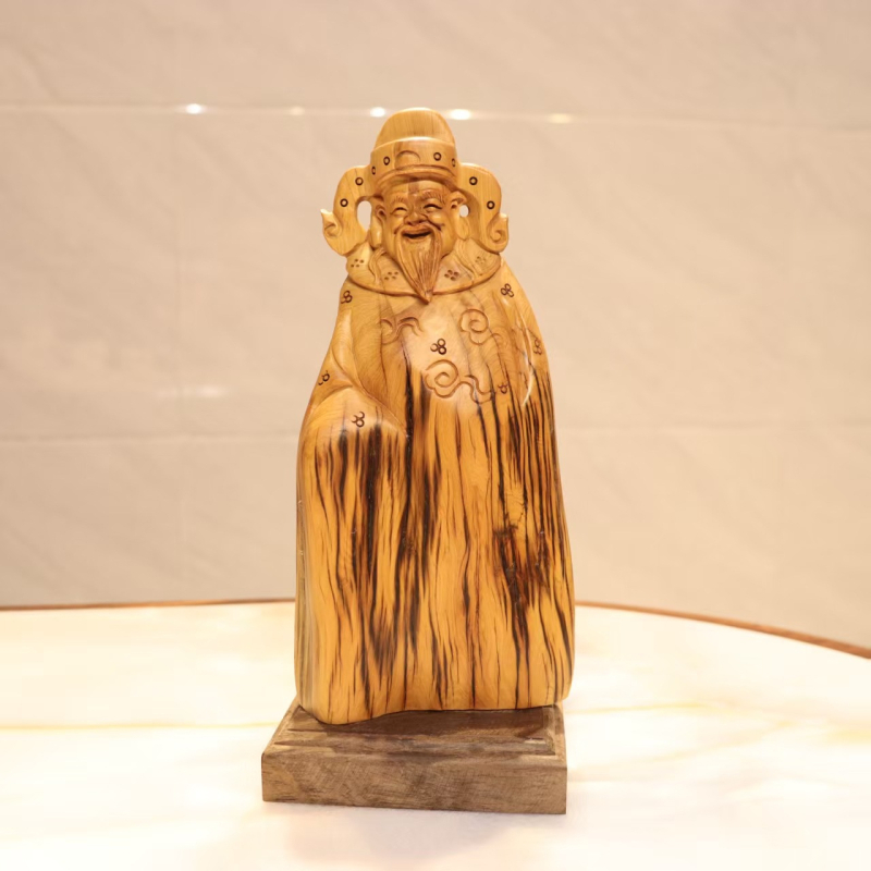 Thuja korijenova rezba s Bodhidharmom i Maitreya Budom, prirodna slobodna forma drvena dekoracija