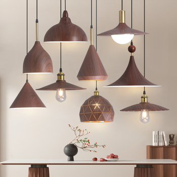 Lustre za blagovaonicu s kreativnim retro drvenim završetkom, industrijski stil, za restorane s hot pot, novi model 2025, komercijalno rasvjetno tijelo s jednim glavom