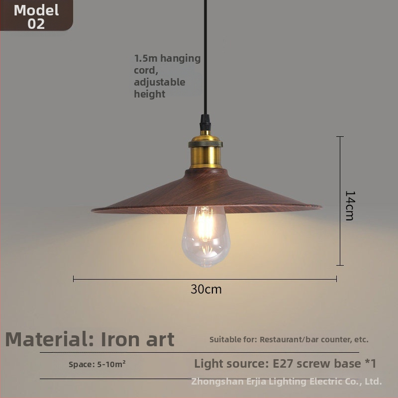 Lustre za blagovaonicu s kreativnim retro drvenim završetkom, industrijski stil, za restorane s hot pot, novi model 2025, komercijalno rasvjetno tijelo s jednim glavom