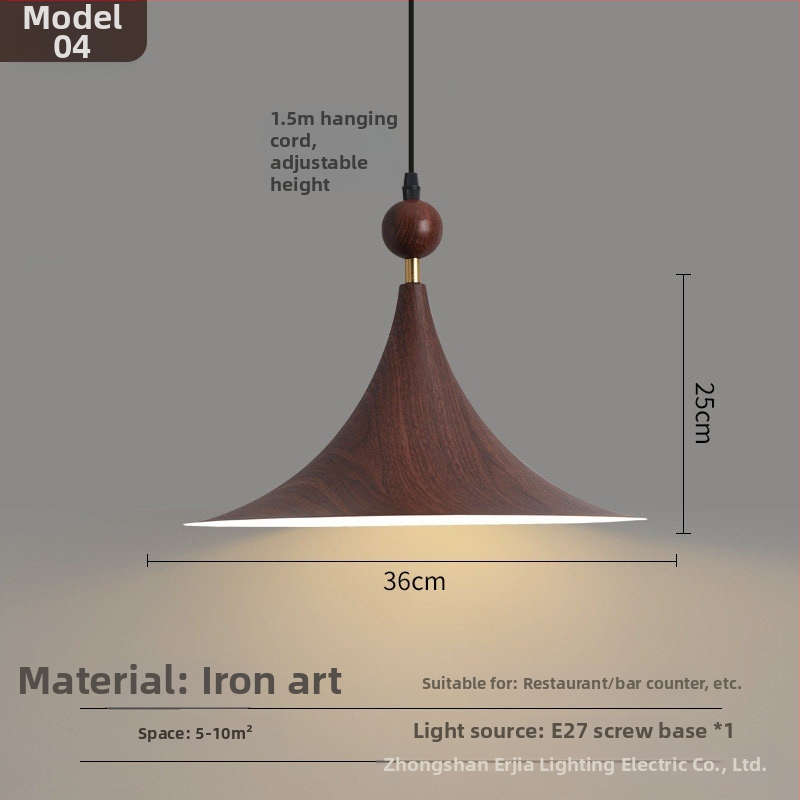 Lustre za blagovaonicu s kreativnim retro drvenim završetkom, industrijski stil, za restorane s hot pot, novi model 2025, komercijalno rasvjetno tijelo s jednim glavom