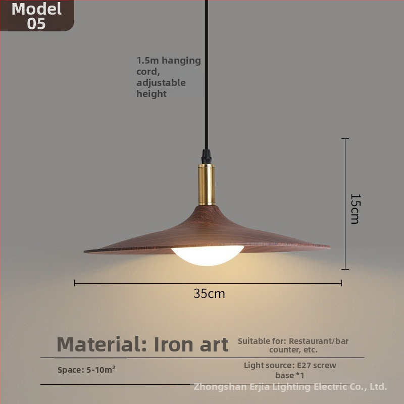 Lustre za blagovaonicu s kreativnim retro drvenim završetkom, industrijski stil, za restorane s hot pot, novi model 2025, komercijalno rasvjetno tijelo s jednim glavom