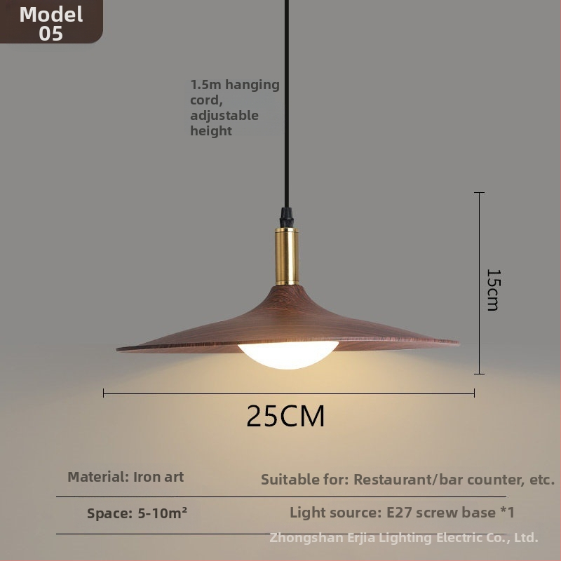 Lustre za blagovaonicu s kreativnim retro drvenim završetkom, industrijski stil, za restorane s hot pot, novi model 2025, komercijalno rasvjetno tijelo s jednim glavom