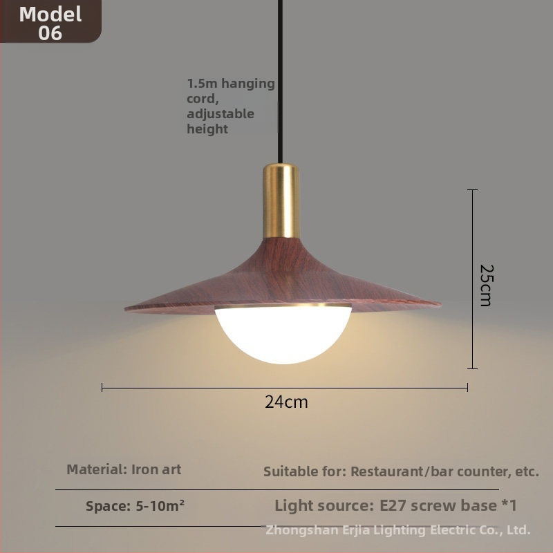Lustre za blagovaonicu s kreativnim retro drvenim završetkom, industrijski stil, za restorane s hot pot, novi model 2025, komercijalno rasvjetno tijelo s jednim glavom