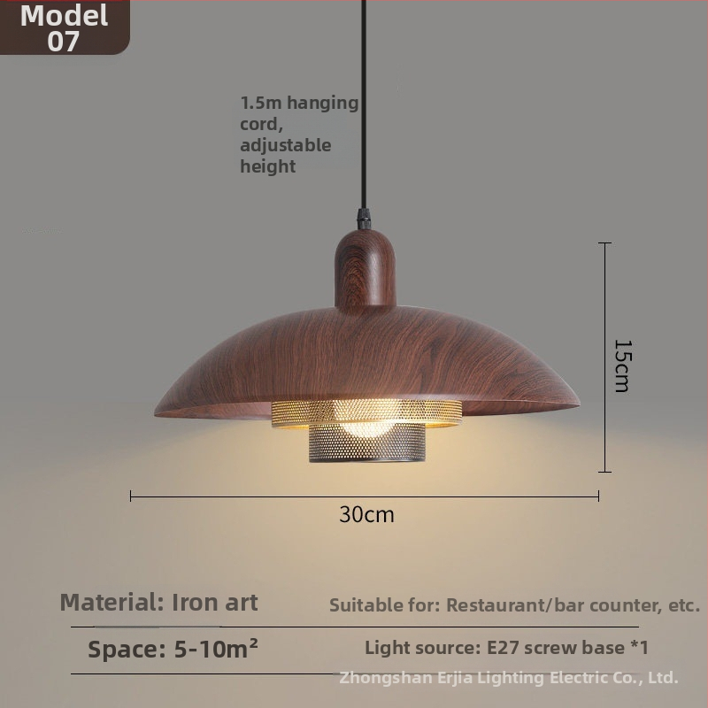 Lustre za blagovaonicu s kreativnim retro drvenim završetkom, industrijski stil, za restorane s hot pot, novi model 2025, komercijalno rasvjetno tijelo s jednim glavom