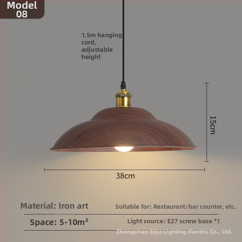 Lustre za blagovaonicu s kreativnim retro drvenim završetkom, industrijski stil, za restorane s hot pot, novi model 2025, komercijalno rasvjetno tijelo s jednim glavom