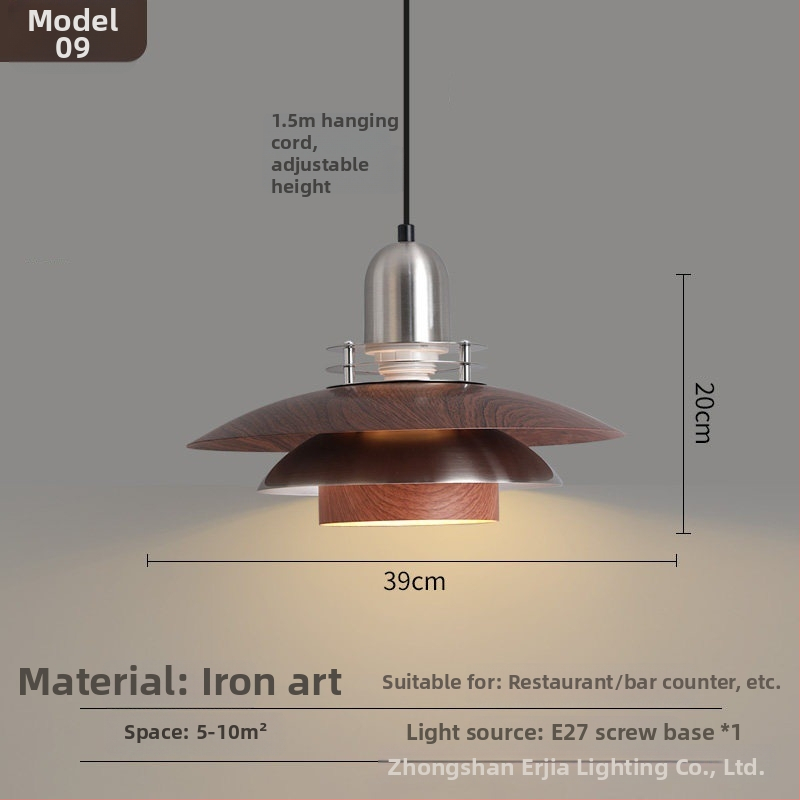 Lustre za blagovaonicu s kreativnim retro drvenim završetkom, industrijski stil, za restorane s hot pot, novi model 2025, komercijalno rasvjetno tijelo s jednim glavom