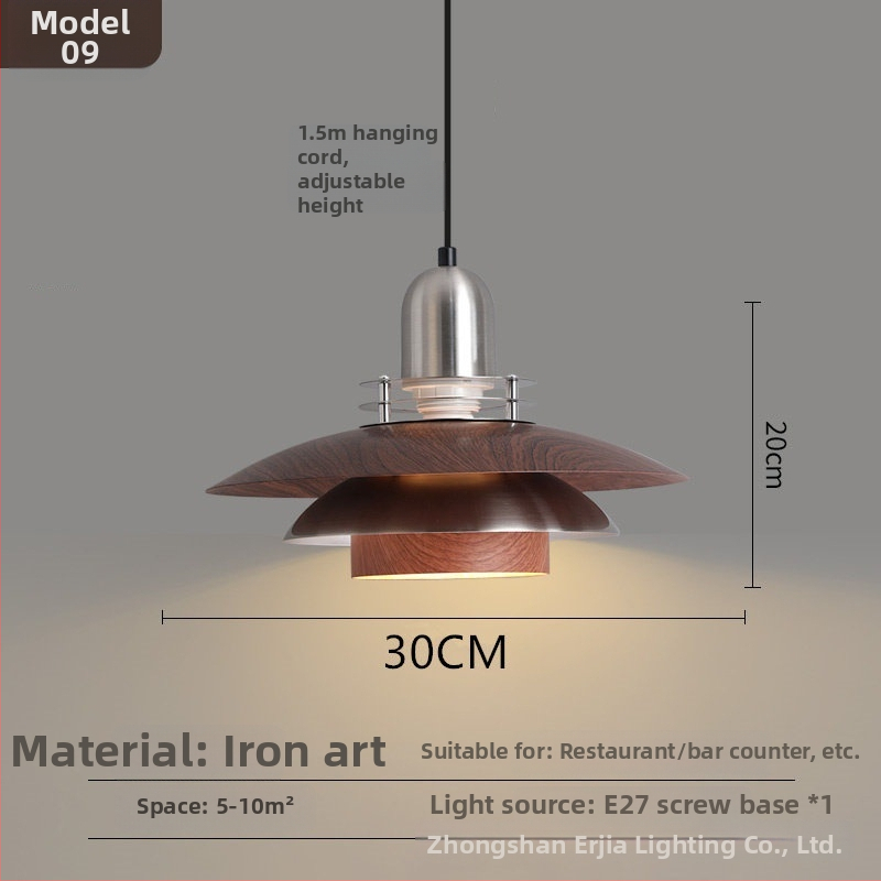 Lustre za blagovaonicu s kreativnim retro drvenim završetkom, industrijski stil, za restorane s hot pot, novi model 2025, komercijalno rasvjetno tijelo s jednim glavom
