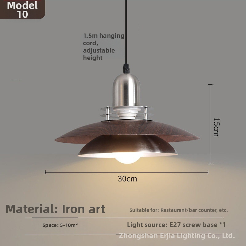 Lustre za blagovaonicu s kreativnim retro drvenim završetkom, industrijski stil, za restorane s hot pot, novi model 2025, komercijalno rasvjetno tijelo s jednim glavom