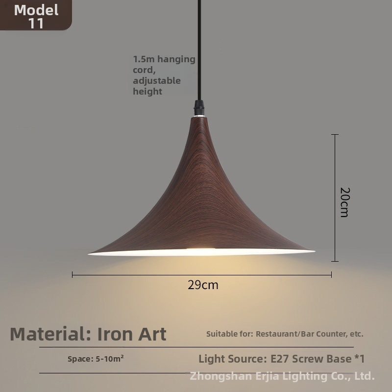 Lustre za blagovaonicu s kreativnim retro drvenim završetkom, industrijski stil, za restorane s hot pot, novi model 2025, komercijalno rasvjetno tijelo s jednim glavom