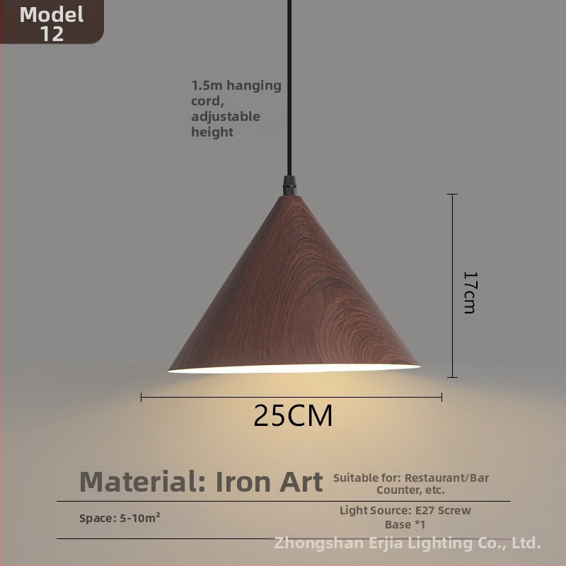 Lustre za blagovaonicu s kreativnim retro drvenim završetkom, industrijski stil, za restorane s hot pot, novi model 2025, komercijalno rasvjetno tijelo s jednim glavom