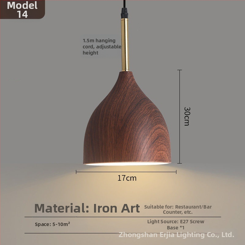 Lustre za blagovaonicu s kreativnim retro drvenim završetkom, industrijski stil, za restorane s hot pot, novi model 2025, komercijalno rasvjetno tijelo s jednim glavom