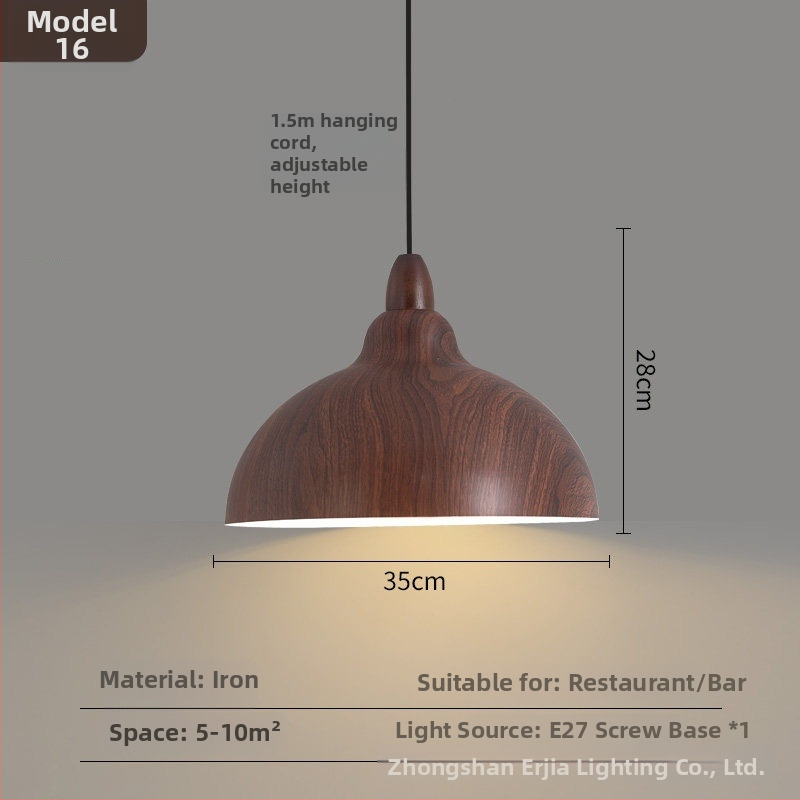 Lustre za blagovaonicu s kreativnim retro drvenim završetkom, industrijski stil, za restorane s hot pot, novi model 2025, komercijalno rasvjetno tijelo s jednim glavom