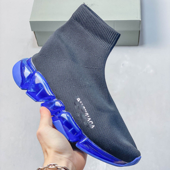 Pantofi tip șosetă cu pernă de aer, panou superior tricot elastic, talpă groasă, slip-on unisex, pantofi sport casual