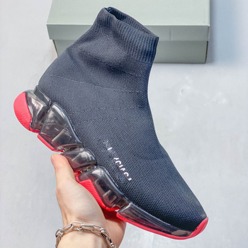 Pantofi tip șosetă cu pernă de aer, panou superior tricot elastic, talpă groasă, slip-on unisex, pantofi sport casual