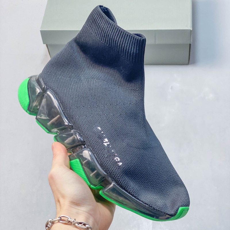 Pantofi tip șosetă cu pernă de aer, panou superior tricot elastic, talpă groasă, slip-on unisex, pantofi sport casual