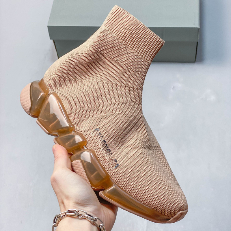 Pantofi tip șosetă cu pernă de aer, panou superior tricot elastic, talpă groasă, slip-on unisex, pantofi sport casual