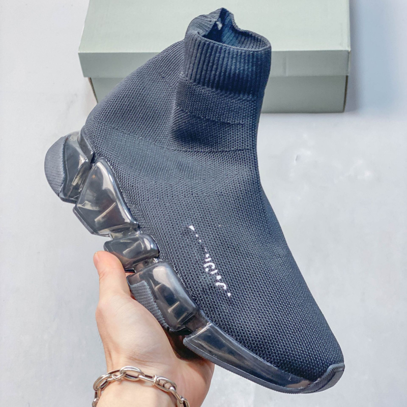 Pantofi tip șosetă cu pernă de aer, panou superior tricot elastic, talpă groasă, slip-on unisex, pantofi sport casual