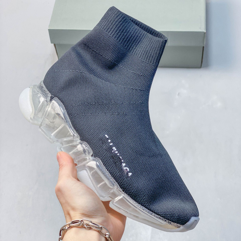 Pantofi tip șosetă cu pernă de aer, panou superior tricot elastic, talpă groasă, slip-on unisex, pantofi sport casual