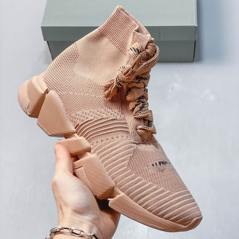 Pantofi tip șosetă cu pernă de aer, panou superior tricot elastic, talpă groasă, slip-on unisex, pantofi sport casual