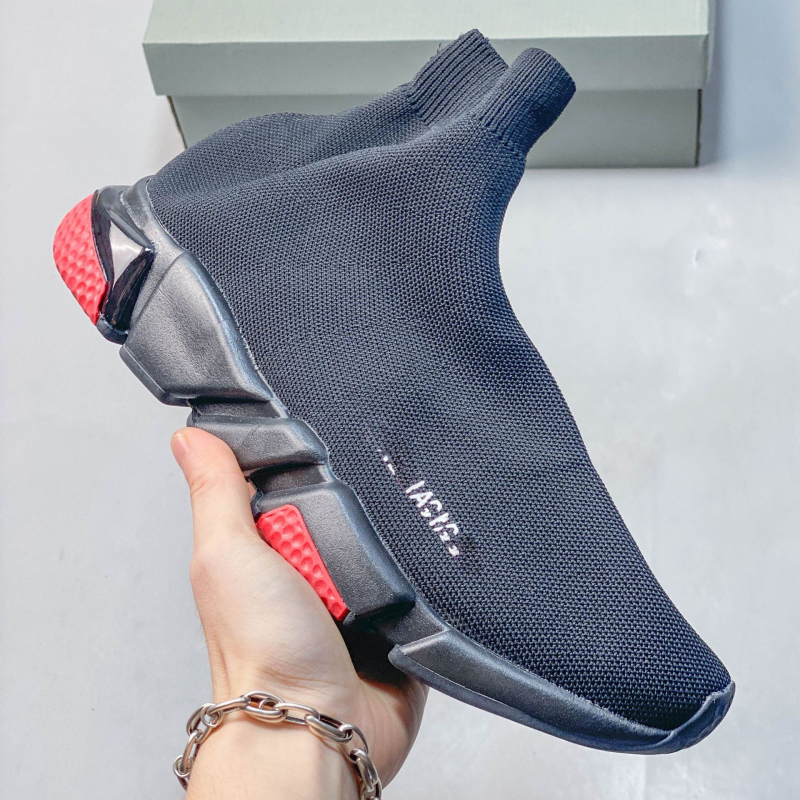 Pantofi tip șosetă cu pernă de aer, panou superior tricot elastic, talpă groasă, slip-on unisex, pantofi sport casual