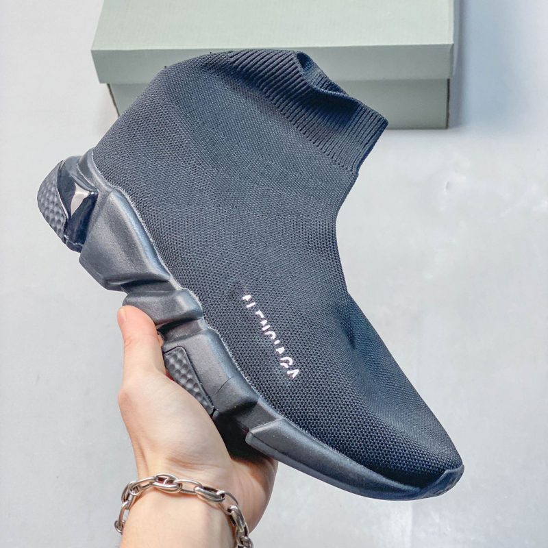 Pantofi tip șosetă cu pernă de aer, panou superior tricot elastic, talpă groasă, slip-on unisex, pantofi sport casual