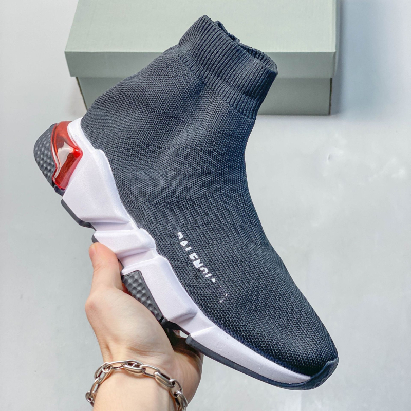 Pantofi tip șosetă cu pernă de aer, panou superior tricot elastic, talpă groasă, slip-on unisex, pantofi sport casual