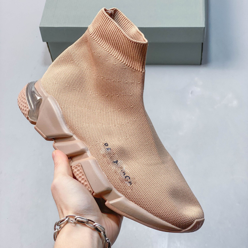Pantofi tip șosetă cu pernă de aer, panou superior tricot elastic, talpă groasă, slip-on unisex, pantofi sport casual