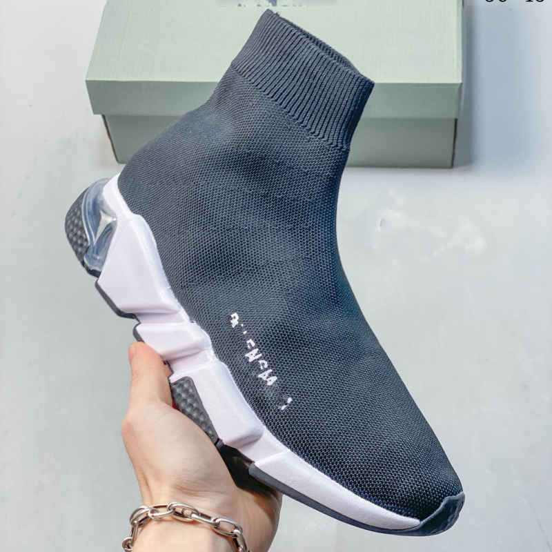 Pantofi tip șosetă cu pernă de aer, panou superior tricot elastic, talpă groasă, slip-on unisex, pantofi sport casual