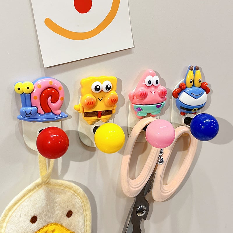 Mágneses, fúrás nélküli ajtóakasztó, műanyag egyetlen kampó bejárati ajtóhoz, SpongeBob dekoráció, hűtőmágnes