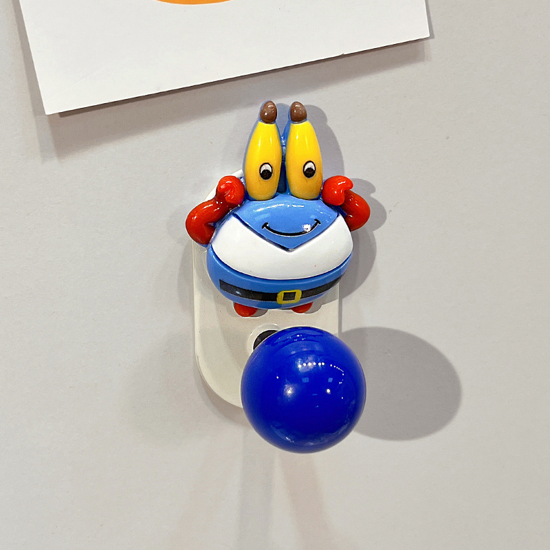 Mágneses, fúrás nélküli ajtóakasztó, műanyag egyetlen kampó bejárati ajtóhoz, SpongeBob dekoráció, hűtőmágnes