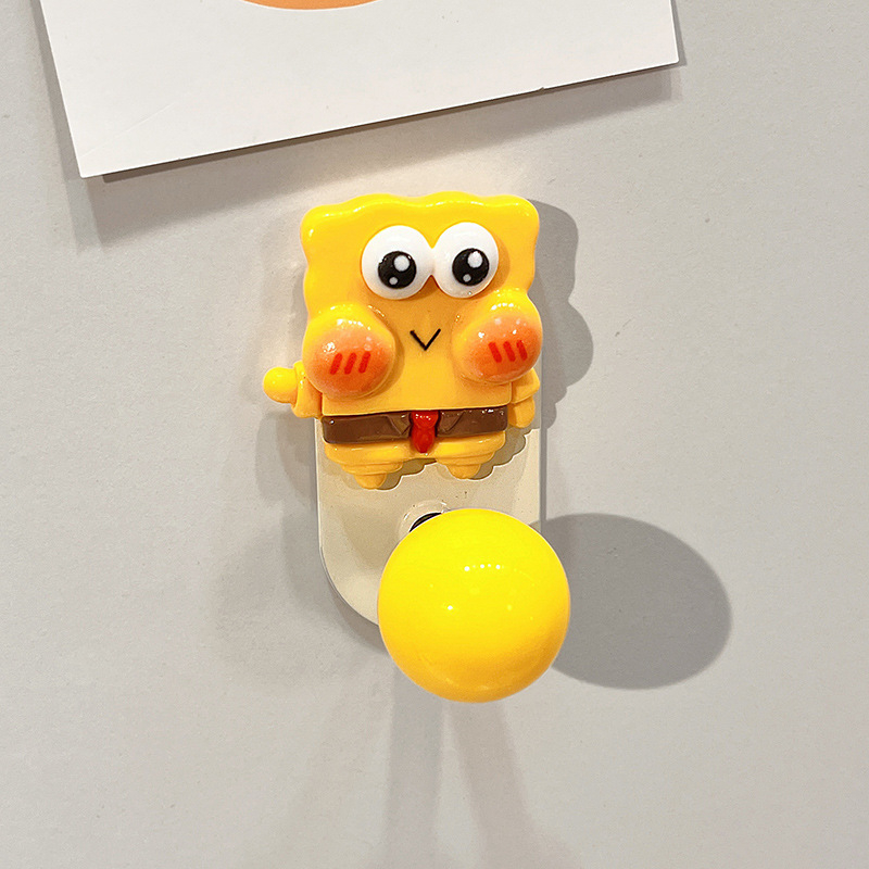 Mágneses, fúrás nélküli ajtóakasztó, műanyag egyetlen kampó bejárati ajtóhoz, SpongeBob dekoráció, hűtőmágnes