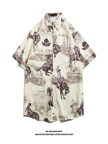 Muška havajska košulja kratkih rukava od ice silk, ljeto, cvjetni print, širok kroj