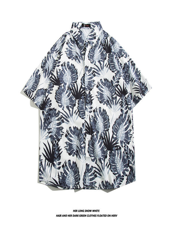 Muška havajska košulja kratkih rukava od ice silk, ljeto, cvjetni print, širok kroj