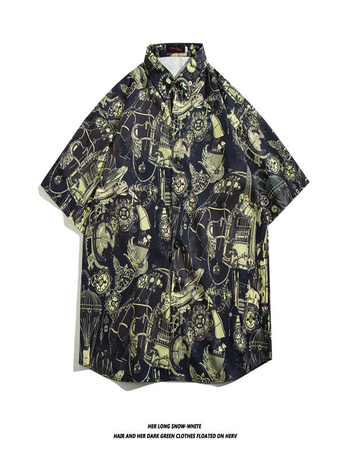 Muška havajska košulja kratkih rukava od ice silk, ljeto, cvjetni print, širok kroj
