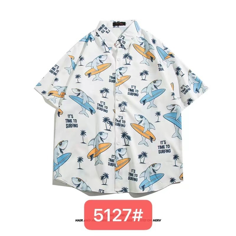 Muška havajska košulja kratkih rukava od ice silk, ljeto, cvjetni print, širok kroj