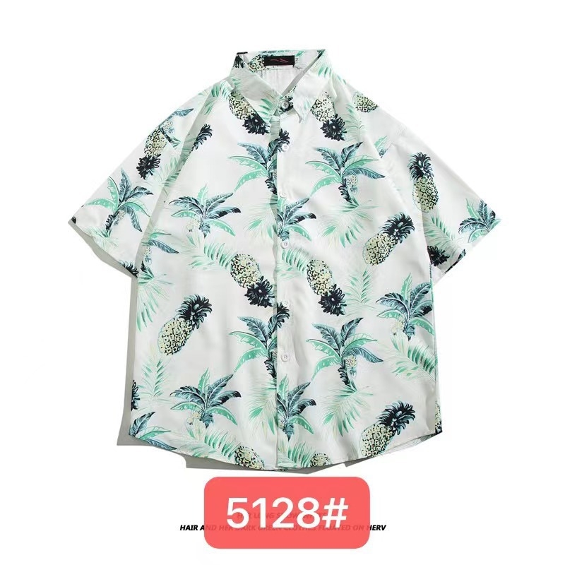 Muška havajska košulja kratkih rukava od ice silk, ljeto, cvjetni print, širok kroj