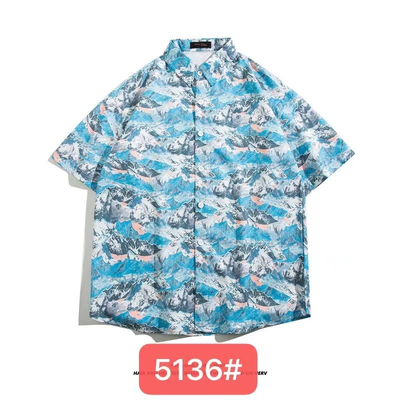Muška havajska košulja kratkih rukava od ice silk, ljeto, cvjetni print, širok kroj