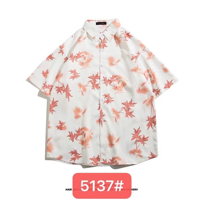 Muška havajska košulja kratkih rukava od ice silk, ljeto, cvjetni print, širok kroj