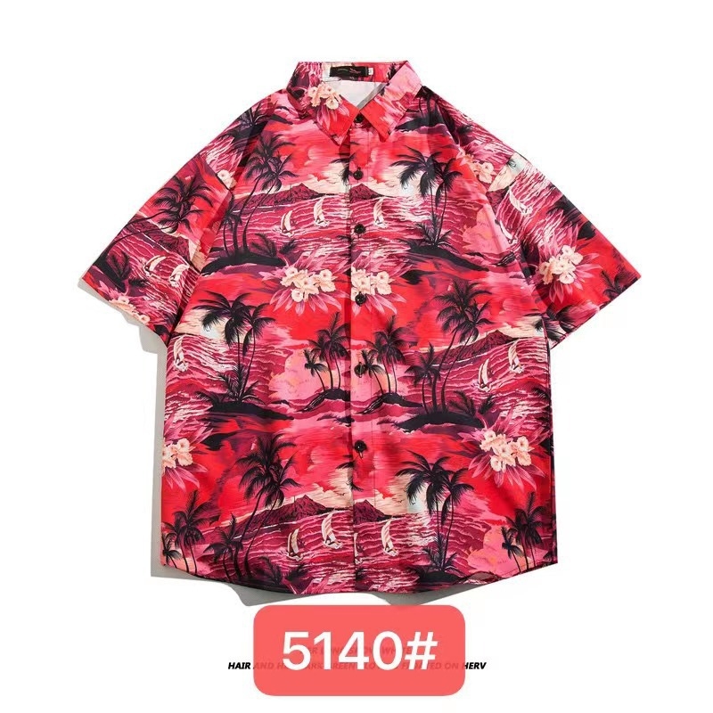 Muška havajska košulja kratkih rukava od ice silk, ljeto, cvjetni print, širok kroj