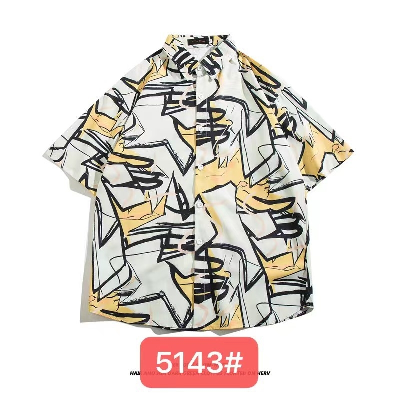 Muška havajska košulja kratkih rukava od ice silk, ljeto, cvjetni print, širok kroj