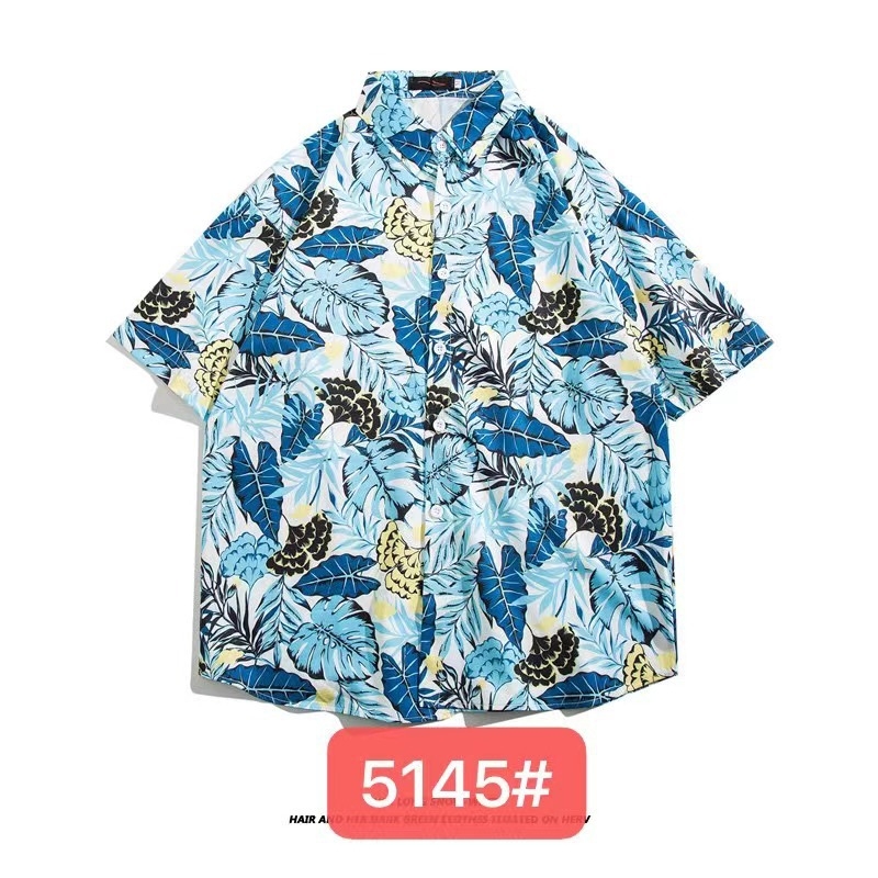 Muška havajska košulja kratkih rukava od ice silk, ljeto, cvjetni print, širok kroj