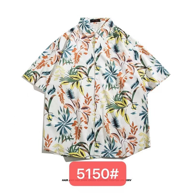 Muška havajska košulja kratkih rukava od ice silk, ljeto, cvjetni print, širok kroj
